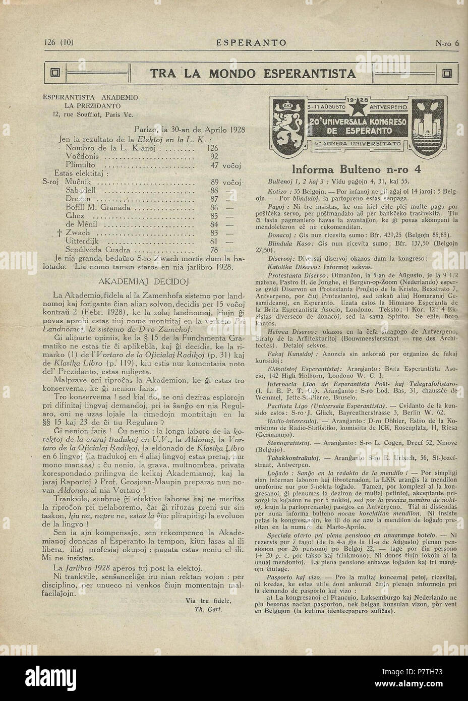 L'ESPÉRANTO : el la revuo 'Esperanto', 1928 . 192871928 revuo Esperanto 6-126 Banque D'Images