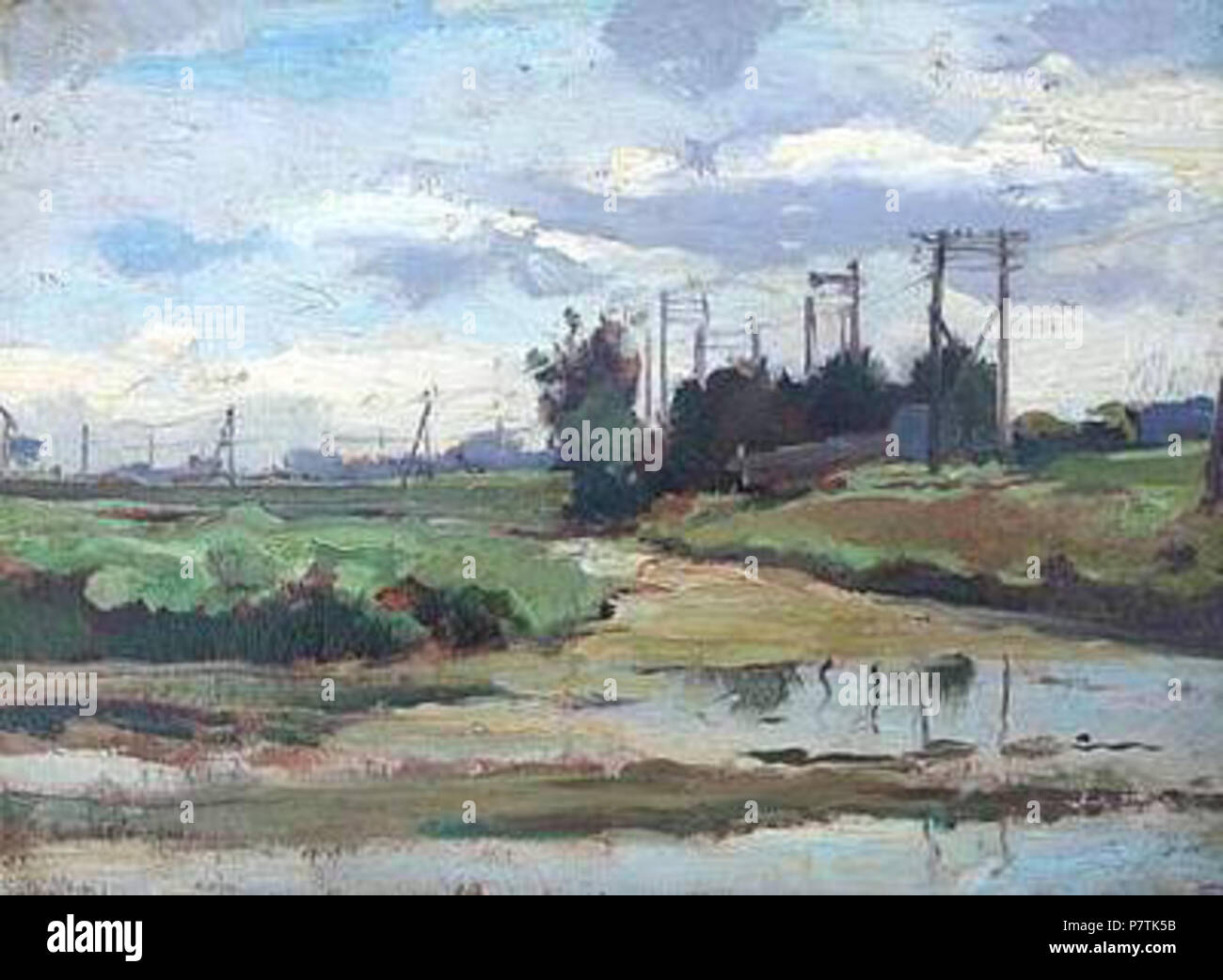 Anglais : Landschap . vers 1910 29-aw-vanvoorden landschap Banque D'Images