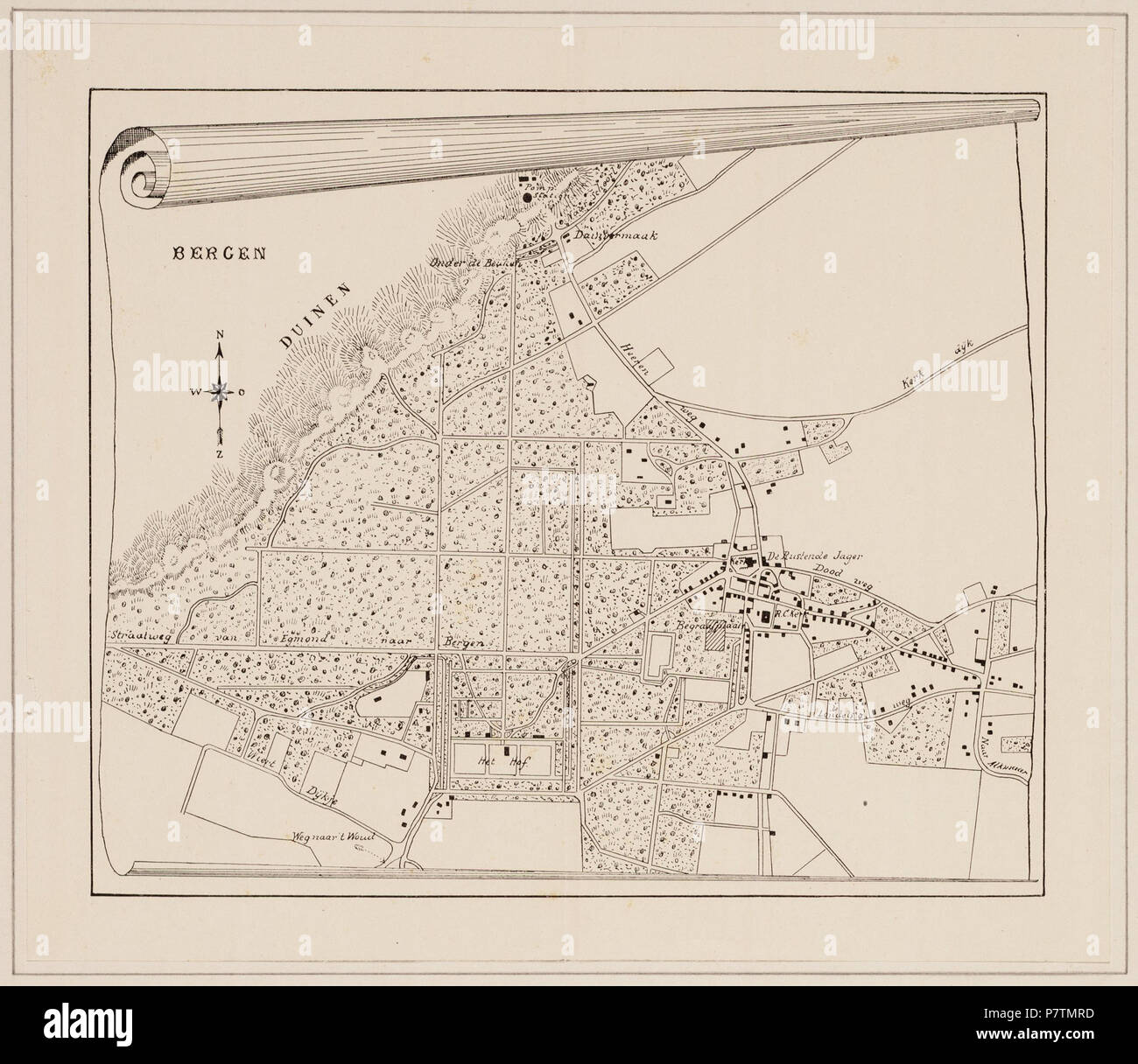 Wandelkaart van de gemeente Bergen. Vervaardiger : Rus, P. Catalogusnummer : PR 1003211 . 28 avril 2016, 14:16 41 Bergen (1899) 26626862151 Banque D'Images