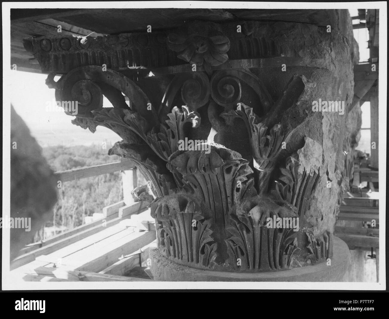 Liban, Baalbek : Tempel ; Detailansicht Kapitell. à partir de 1933 jusqu'à 1934 74 CH-NB - Liban, Baalbek- Tempel - Annemarie Schwarzenbach - SLA-Schwarzenbach-A-5-03-006 Banque D'Images