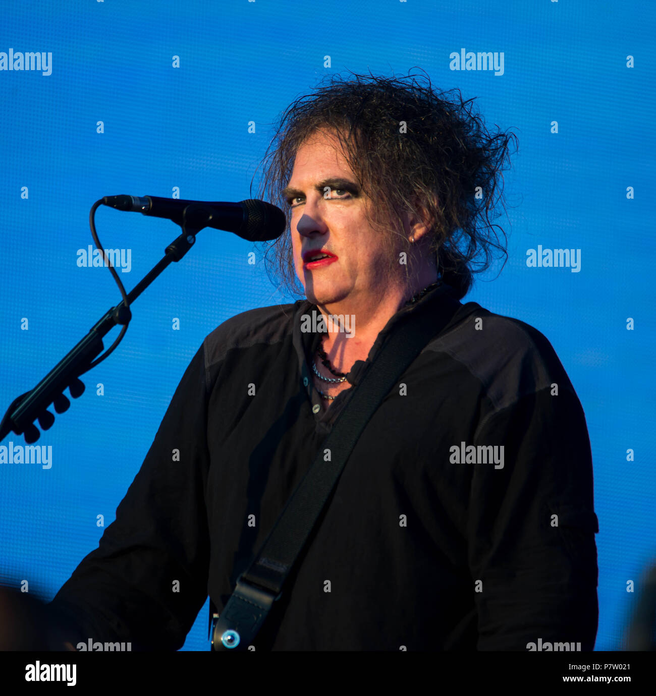 Hyde Park, Londres, Royaume-Uni. 7 juillet 2018. Robert Smith de The Cure effectue le jour 2 de l'heure d'été britannique Barclaycard présente dans Hyde Park. Michael Tubi/Alamy Live News Banque D'Images