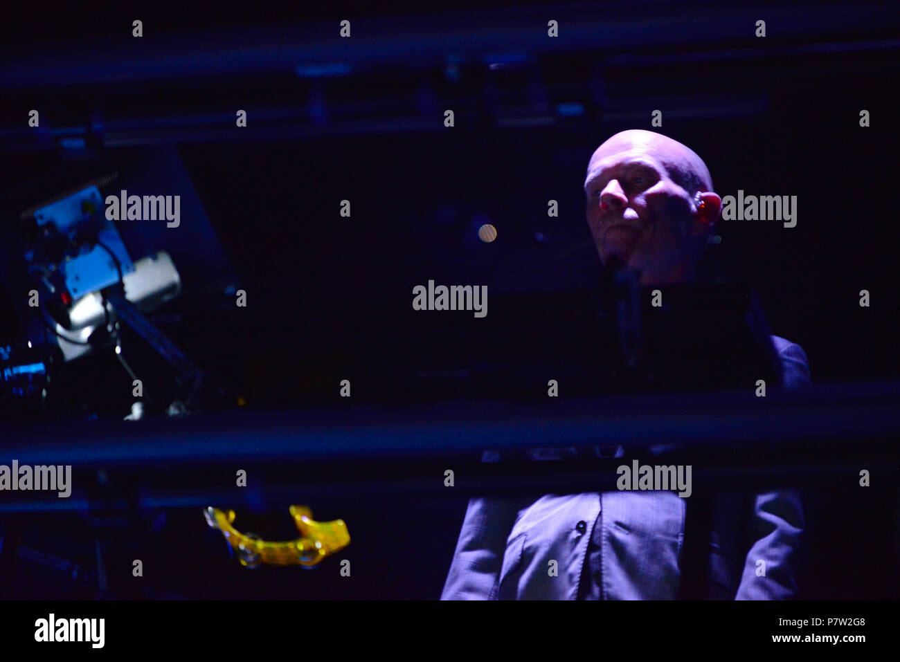 Miami Beach, FL, USA. Le 06 juillet, 2018. Vince Clarke de l'effacement effectue au Fillmore le 6 juillet 2018 à Miami Beach, Floride. Credit : Mpi10/media/Alamy Punch Live News Banque D'Images