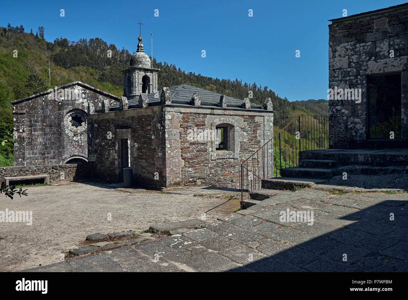 Monastère de San Juan de Caaveiro, an 934, del Fragas do Eume, d'anachorètes. Pontedeume, La Corogne, Galice, Espagne, Europe Banque D'Images