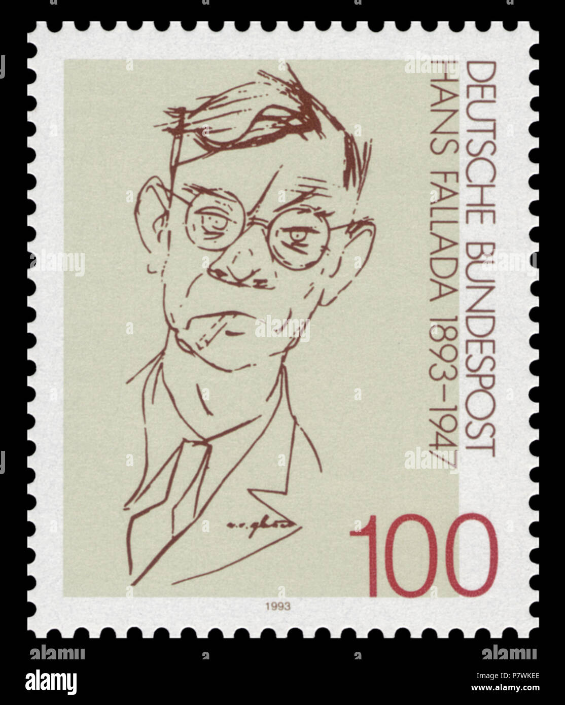 Anglais : 100e jour de la naissance de Hans Fallada (1893-1947) Deutsch : 100. Geburtstag von Hans Fallada (1893-1947) Graphiques par Nitzsche Ausgabepreis : 100 Pfennig Premier jour d'émission / Erstausgabetag : 15. Michel-Katalog Juli 1993-Nr : 1683 . 7 janvier 2011 103 1993 1683 Hans Fallada DBP Banque D'Images