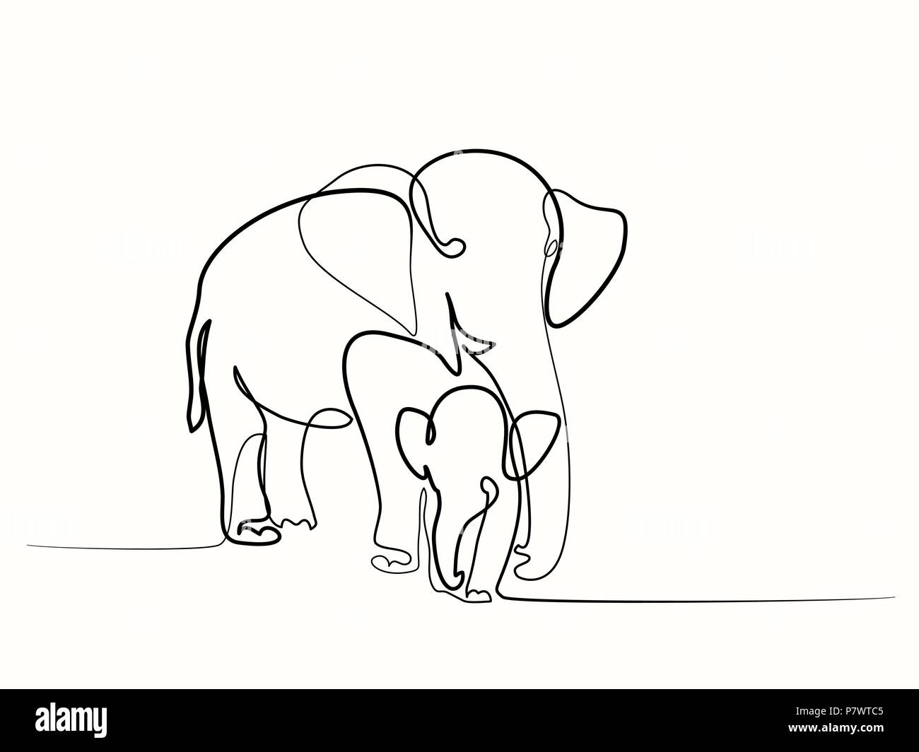 Avec bébé éléphant Illustration de Vecteur