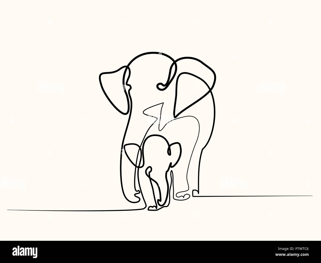 Avec bébé éléphant Illustration de Vecteur