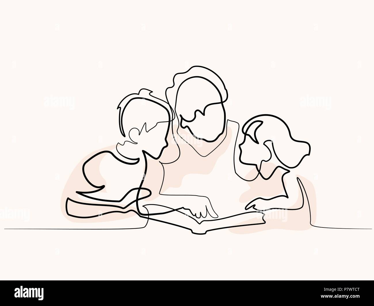 Lecture avec petits-enfants grand-mère Illustration de Vecteur