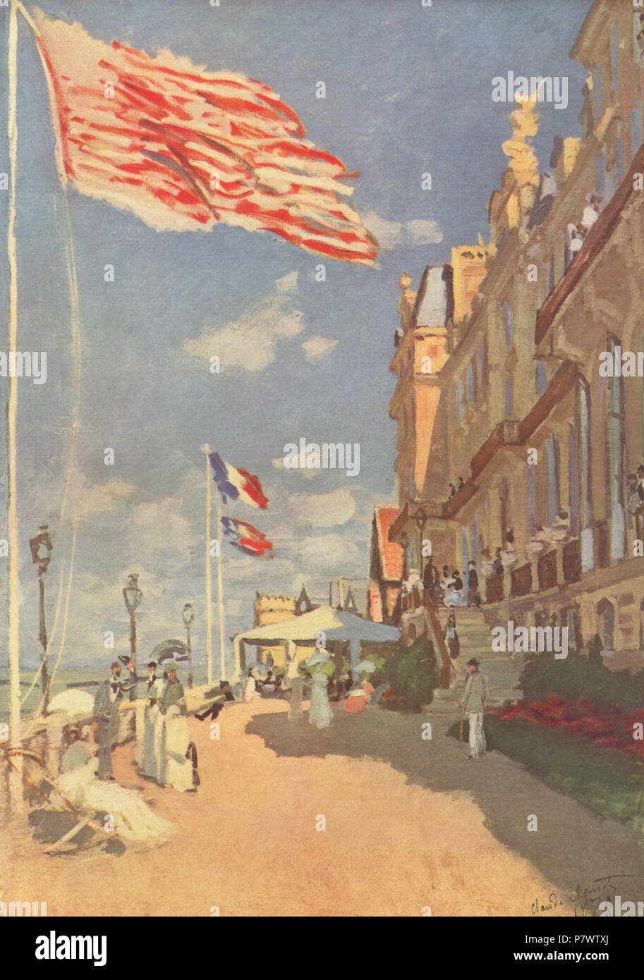 . Deutsch : Das "Hôtel des Roches Noires" à Trouville-sur-Mer Français : L'hôtel " Les Roches Noires " à Trouville-sur-Mer 1870 92 Claude Monet 013 Banque D'Images
