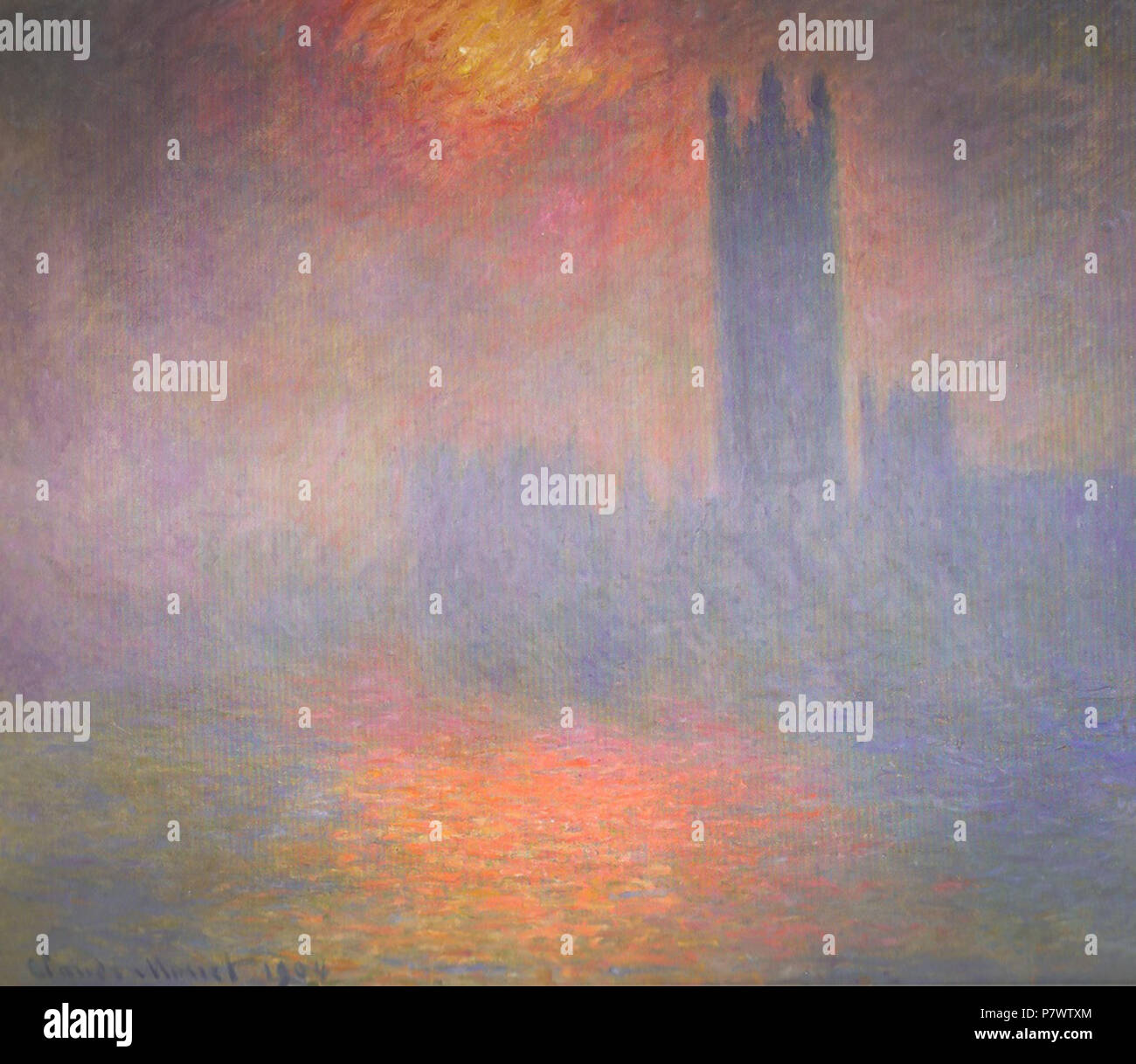 . Londres, chambres du Parlement. Le soleil qui brille à travers le brouillard . partie de catégorie:Chambres du Parlement Series (Monet) . 1904 Claude Monet 92 015 Banque D'Images