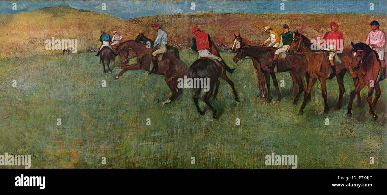 . Deutsch : Pferderennen vor dem Start 1878-1880 141 Edgar Degas Hilaire Germain 048 Banque D'Images