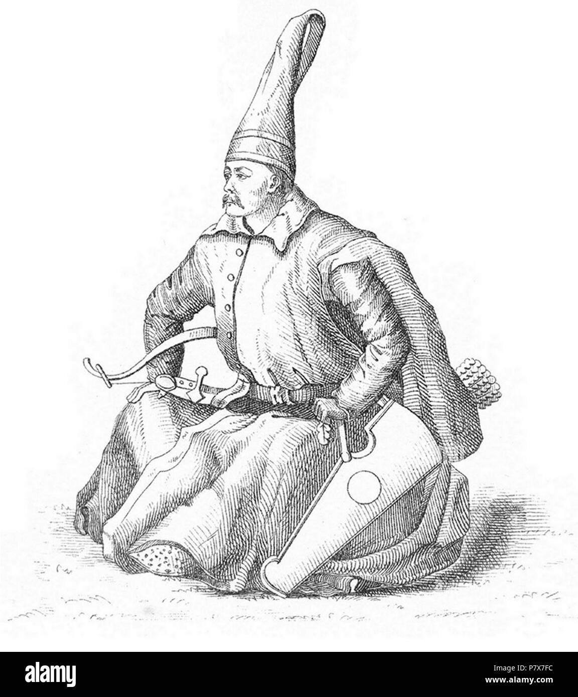 : II. Jähns M. (1837-1900), Atlas zur Geschichte des Kriegswesens von der Uhrzeit bis zum Ende des 16. Jahrhunderts. Bewaffnung, Marsch- u. Kampfweise, Befestigung, Seewesen., Berlin, 1878, 49.1 . 172 GeschichteDesKriegswesens1878-49 Banque D'Images