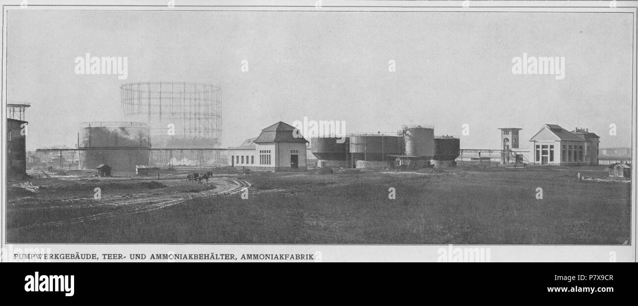 Deutsch : Städtische Gaswerk Leopoldau : Pumpwerkgebäude Ammoniakbehälter, Steer- und, Ammonikafabrik, 1911 . 1911 1911 002 168 Gaswerk leopoldau Banque D'Images