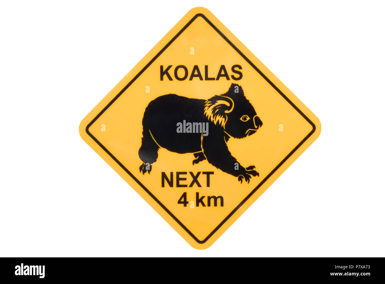 Panneau routier australien d'avertissement les ours koala errants Banque D'Images