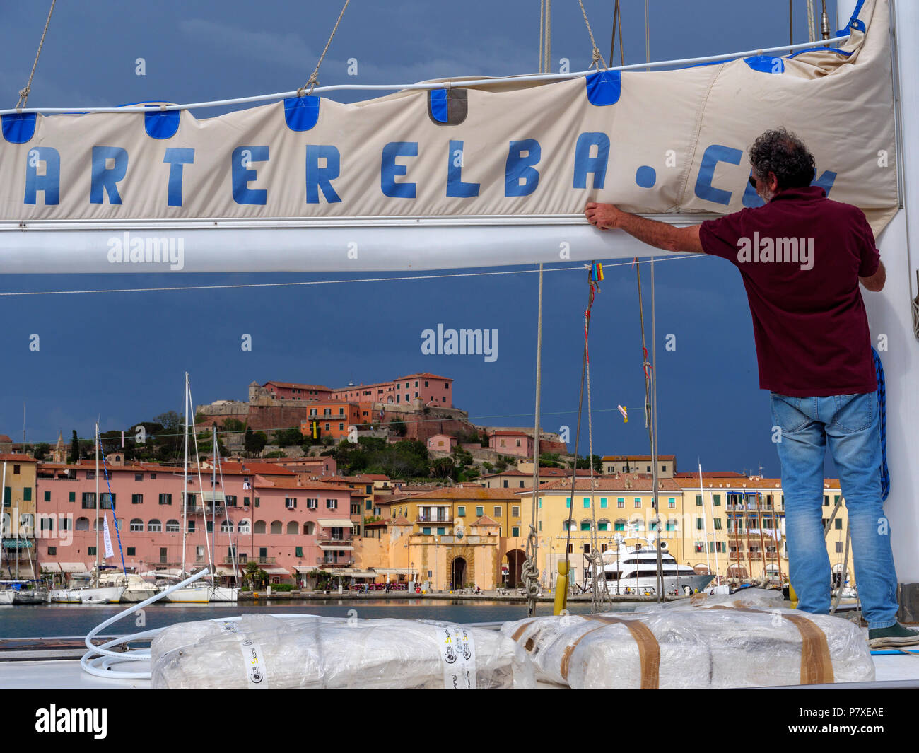 Yacht Charter Sibel Sultan, Port Darsema, Portoferraio, Elbe, la Région Toscane, province de Livourne, Italie, Europe Banque D'Images