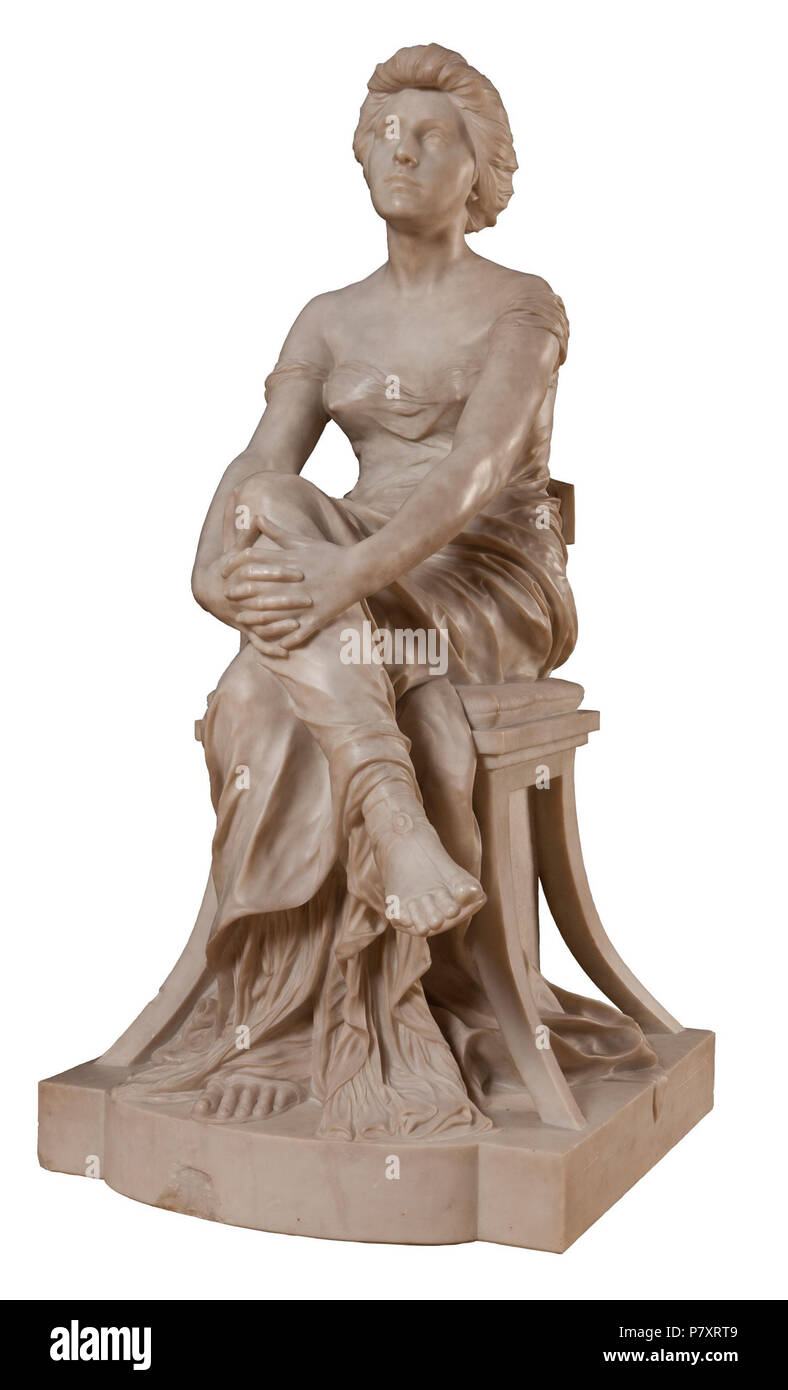 Español : Alfred Boucher, Figura de mujer sentada. Siglo XIX. 144 x 70 x 82 cm, talla en mármol. Inv. 7724. 20 juin 2015 159 Figura de mujer sentada - Alfred Boucher Banque D'Images
