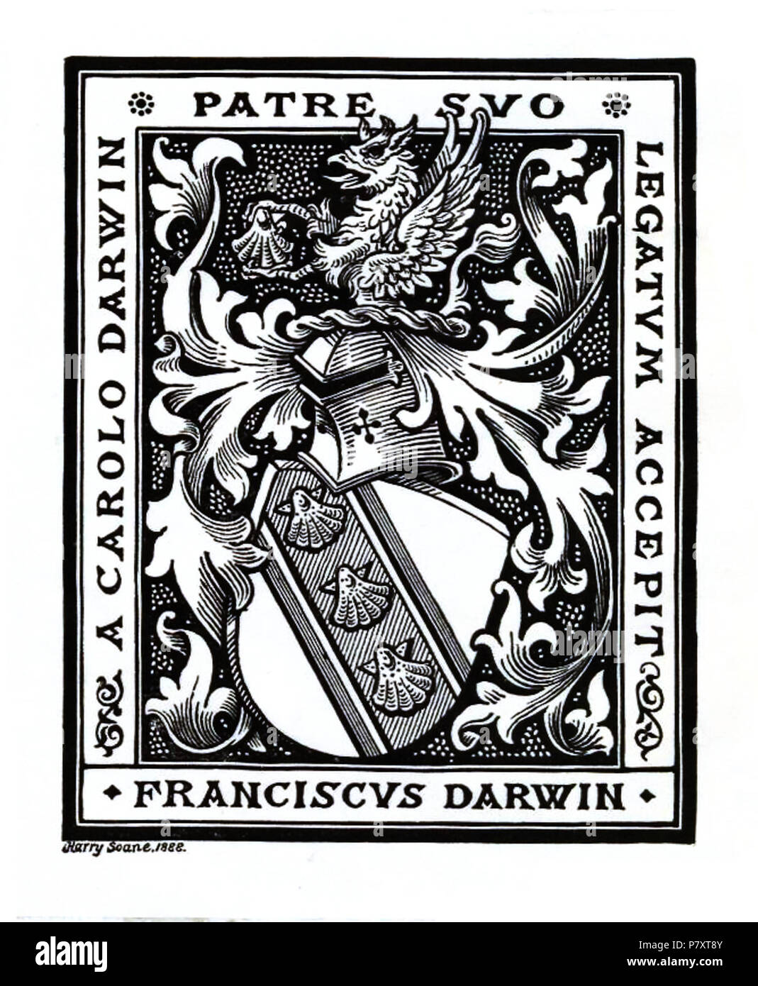Ex-libris de Francis Darwin (16 août 1848 - 19 septembre 1925) . Avant 1923 162 ex-libris Francis Darwin Banque D'Images