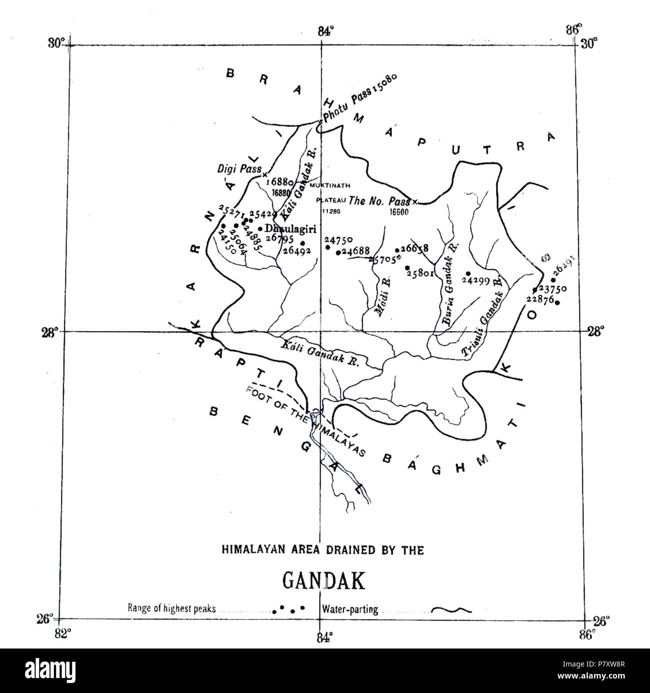 La carte du bassin versant de la zones Gandak . 1907 167 bassin de Gandak Banque D'Images