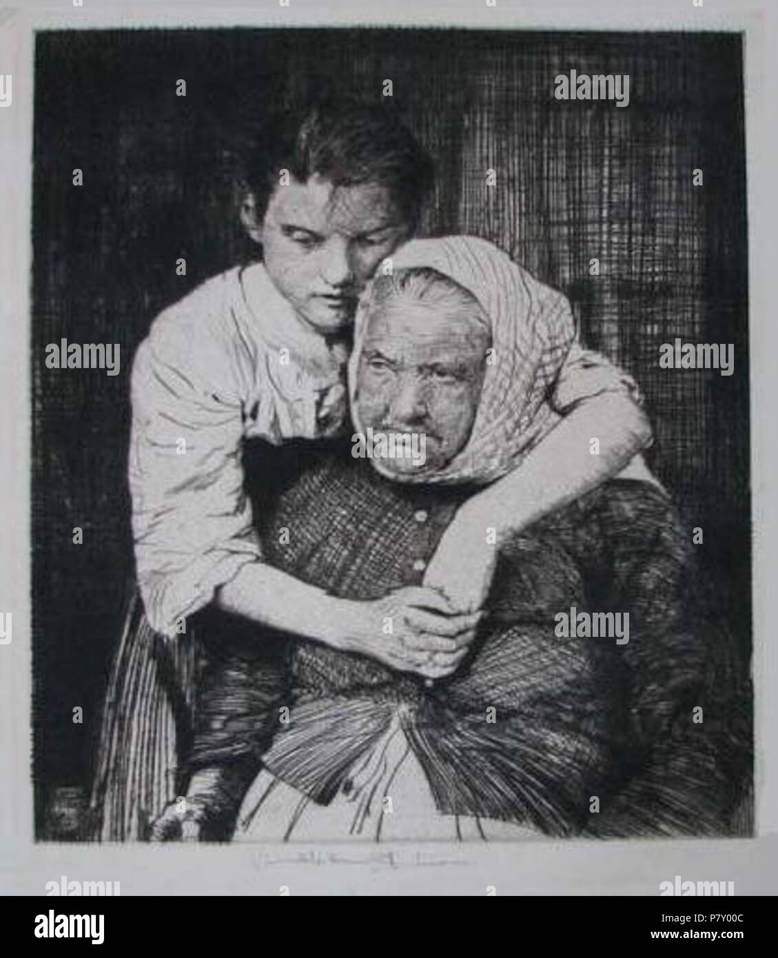 Anglais : William Lee Hankey's etching, 'Étaples pêcheurs', 1920 . 4 octobre 2011 185 pêcheurs Hankey Banque D'Images