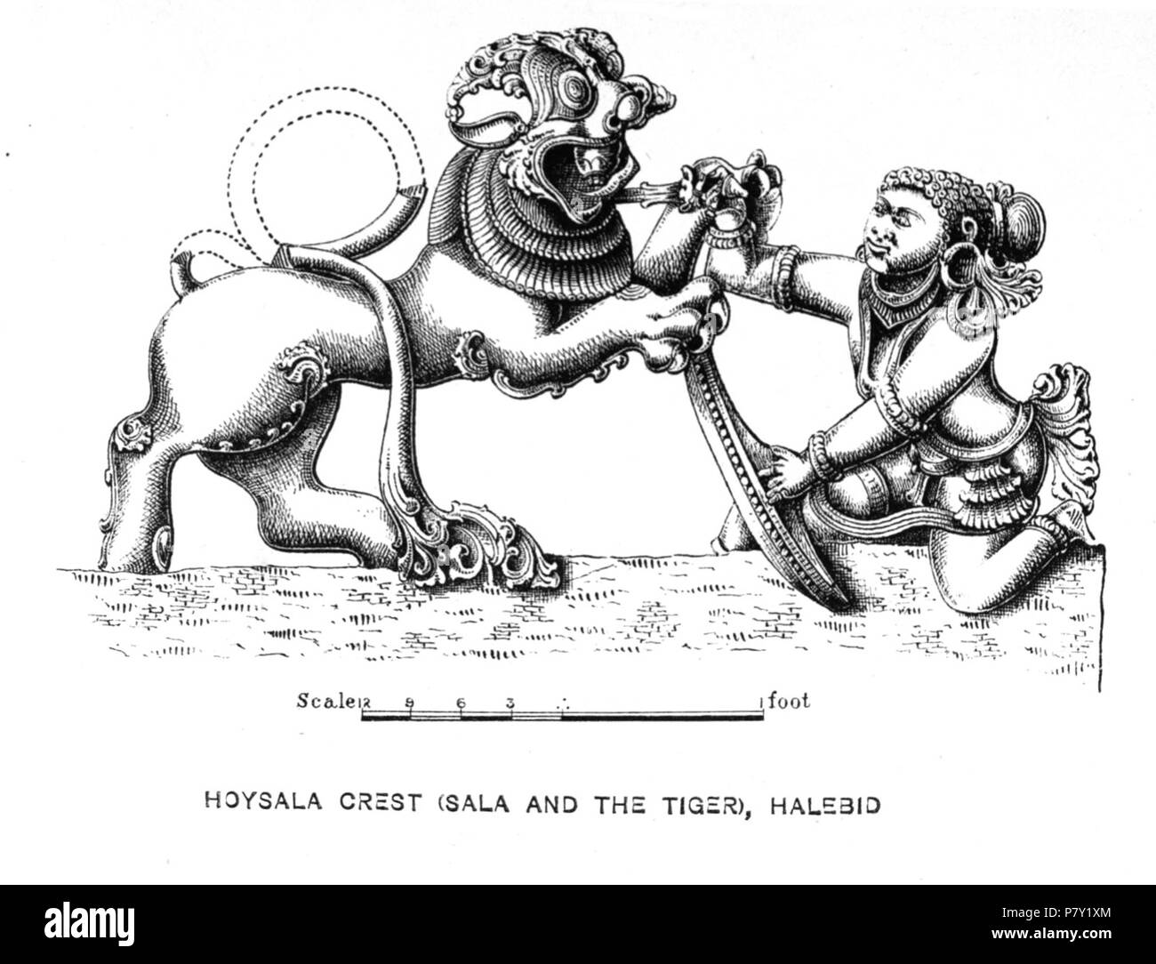 Crest - Sala Hoysala Tigre de combat . 1902 HoysalaCrest 199 Banque D'Images