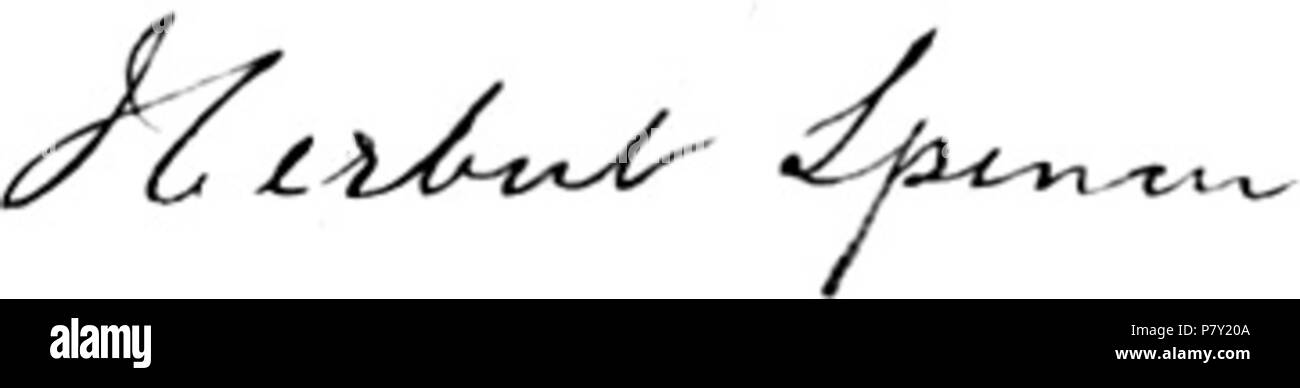 Anglais : Herbert Spencer's Signature à partir de l'édition 1865 de la Statique sociale. 22 janvier 2009 portrait de l'acier 200 HS sig Banque D'Images