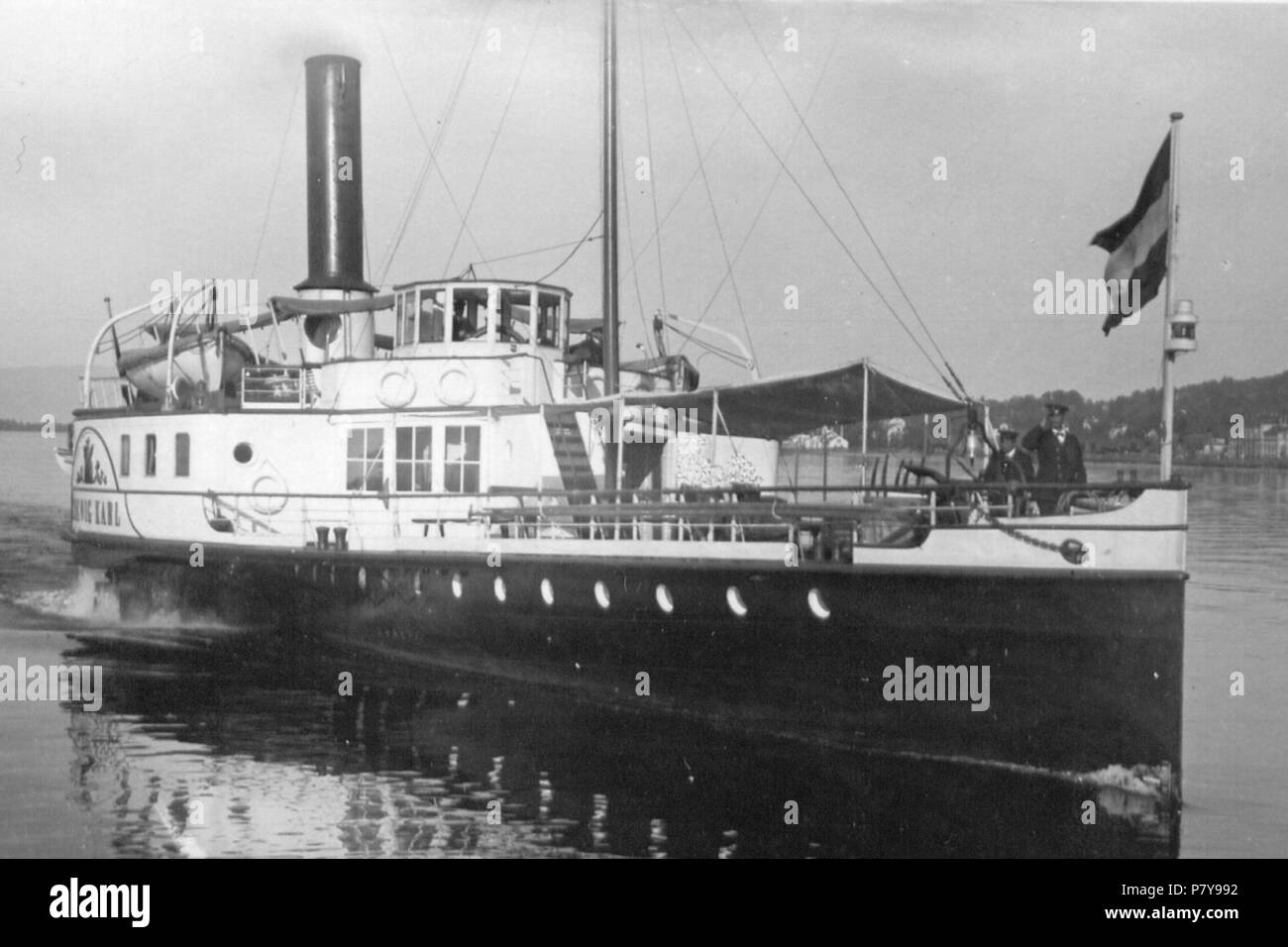 Deutsch : Halbsalondampfschiff König Karl (1890), bateau à vapeur anglais : Bodensee König Karl (1890), lac de Constance . 1910 234 1910 Karl Konig Banque D'Images