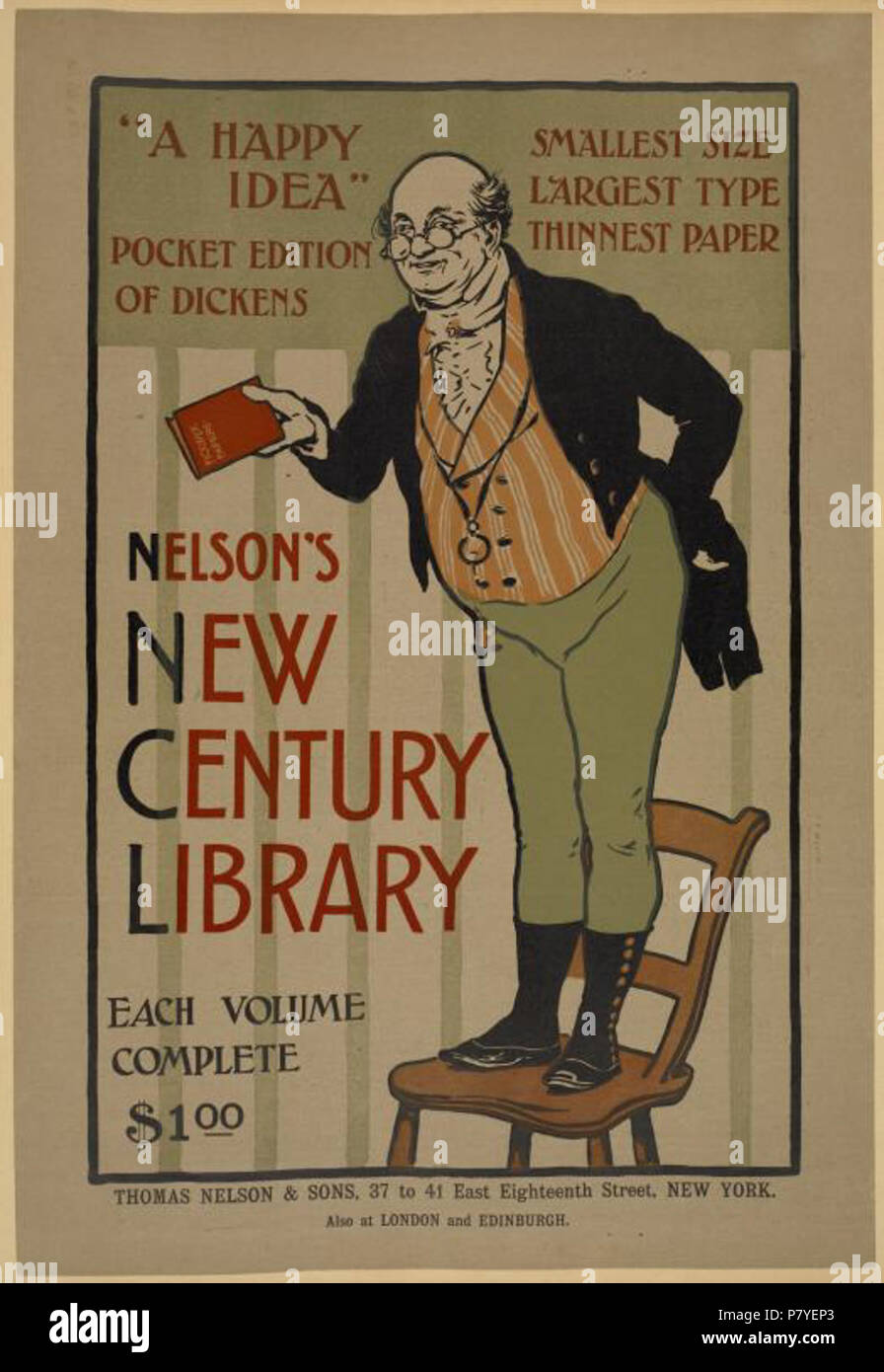 English : Publicité pour la collection Nouvelle bibliothèque lancée en 1899 siècle par la firme Thomas Nelson & Sons et destinée au marché américain. 1900 284 Nelson et fils NY ajouter Banque D'Images