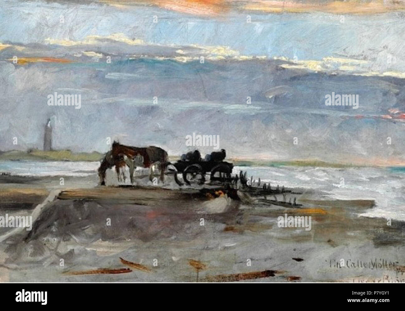 Vue sur le phare de Skagen, . vers 1890 296 Oscar bjorck vue de Skagen Banque D'Images