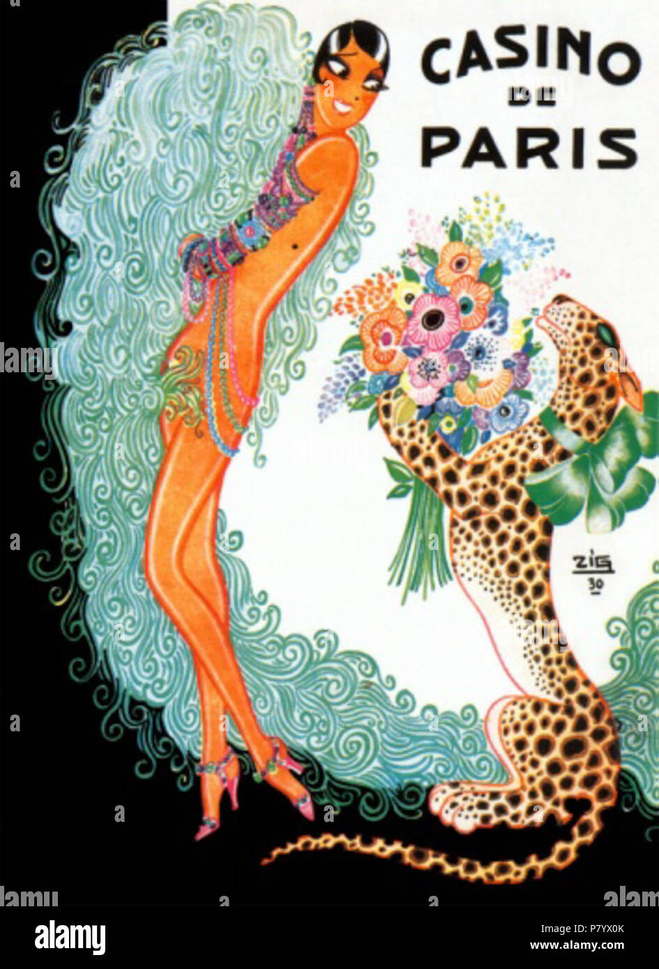 Français : Casino de Paris - Joséphine Baker . 1930 250 Louis Gaudin - Casino de Paris - Joséphine Baker 1930 Banque D'Images