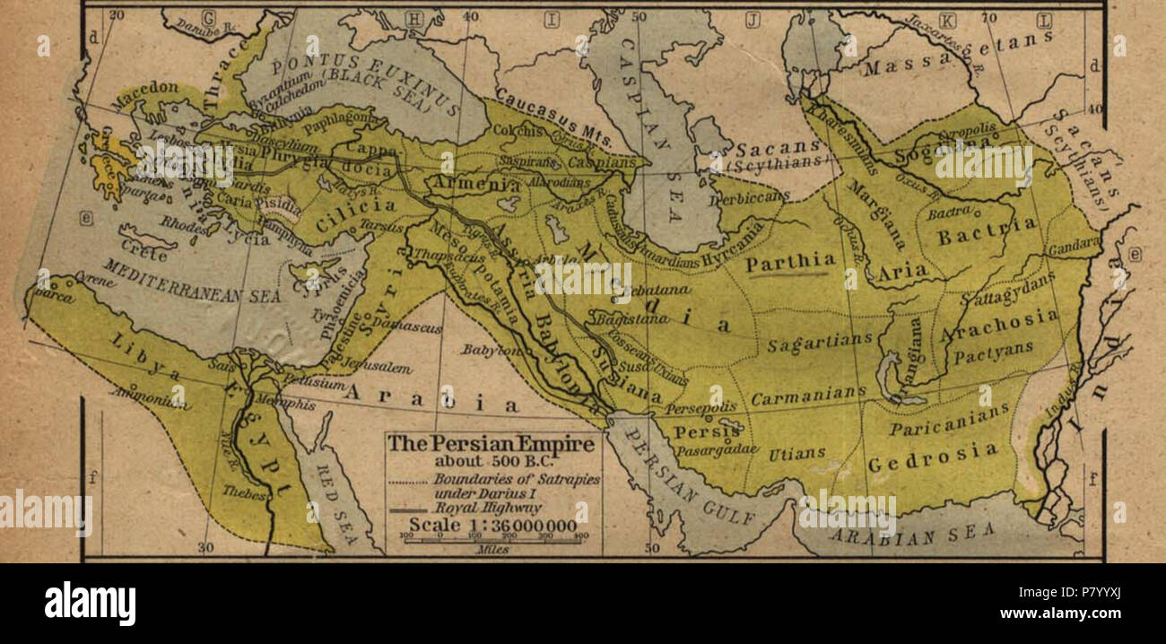 Español : Mapa histórico del imperio Aqueménido. Anglais : site historique de l'Empire achéménide Français : Carte historique de l'empire achéménide : . 258 1923 Plan de l'Empire achéménide Banque D'Images