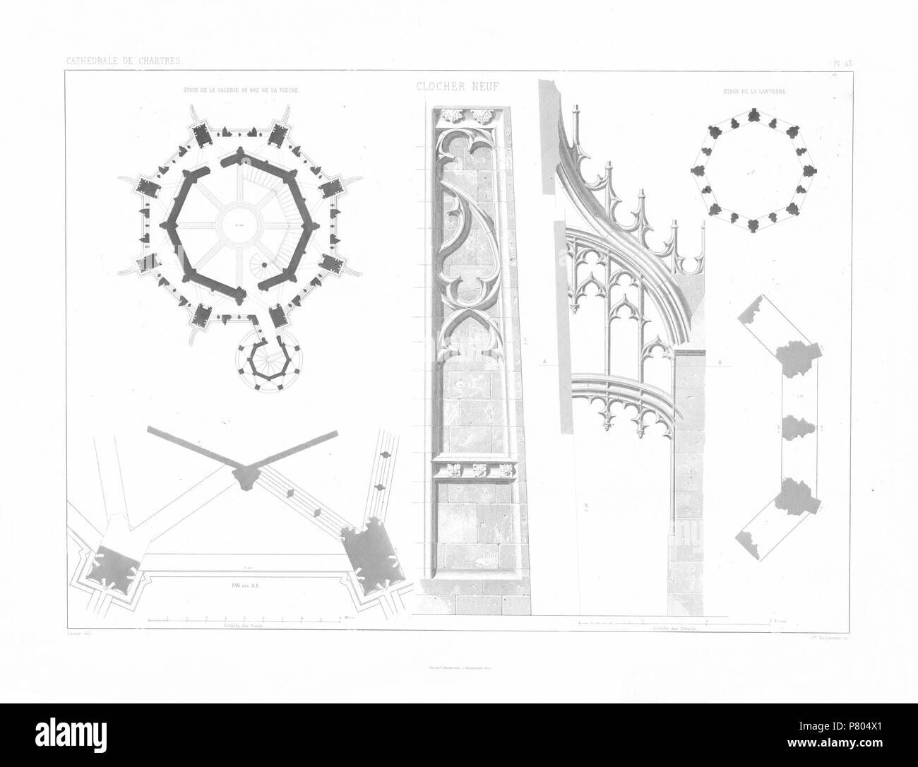 Monographie de la cathédrale de Chartres. Atlas . Paris, Imprimerie impériale, 1867 277 Monografie de la Cathedrale de Chartres - 31 Cloche neuf - Détails - Gravure Banque D'Images