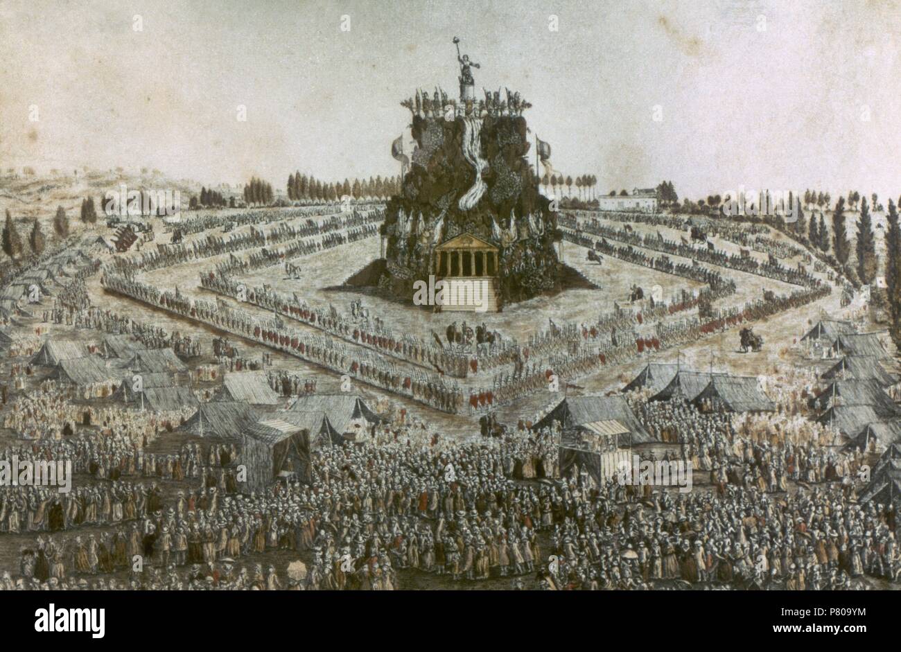 Révolution française (1789-1799). La fête dans le domaine fédéral à Lyon, le 30 mai 1790. Gravure, 18ème siècle. Banque D'Images