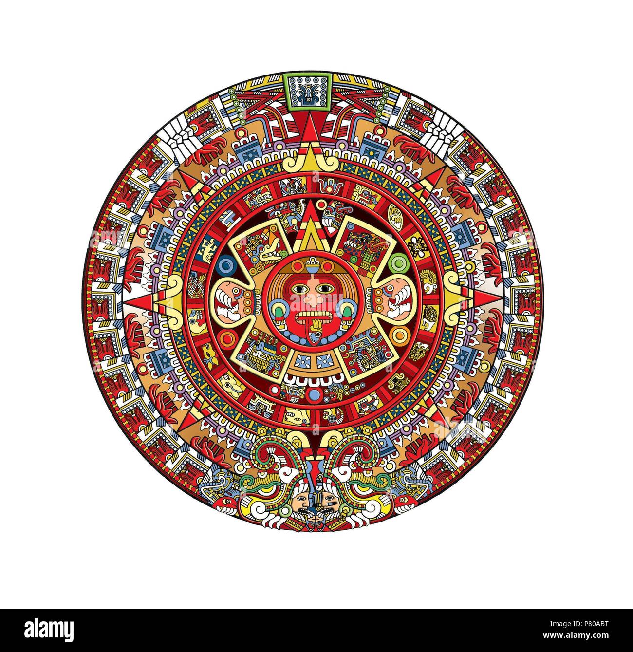 Calendrier aztèque. Banque D'Images