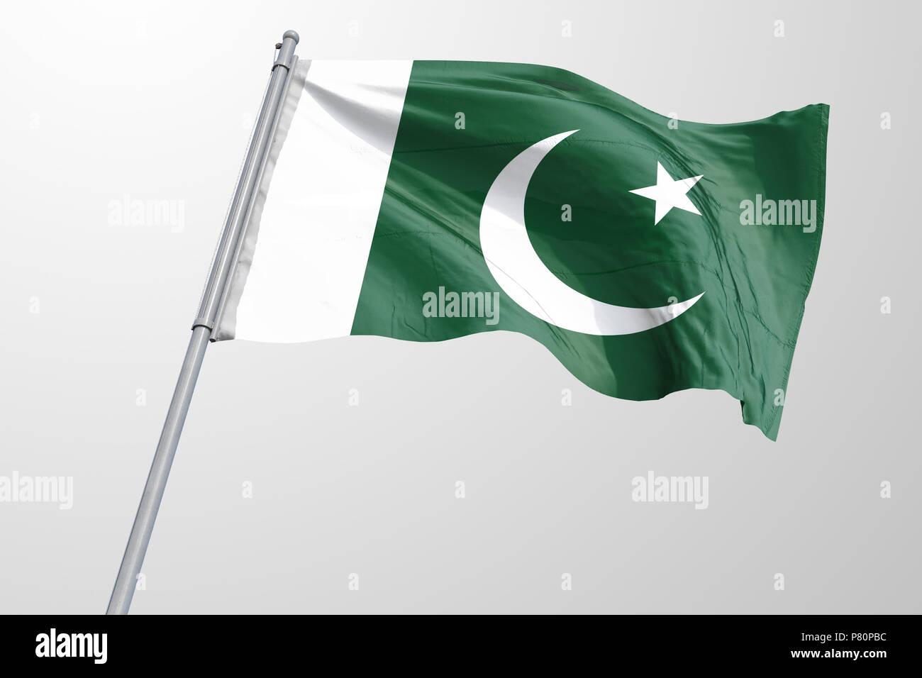 Brandir le drapeau pakistanais isolés réaliste 3d tissu pakistanais Banque D'Images