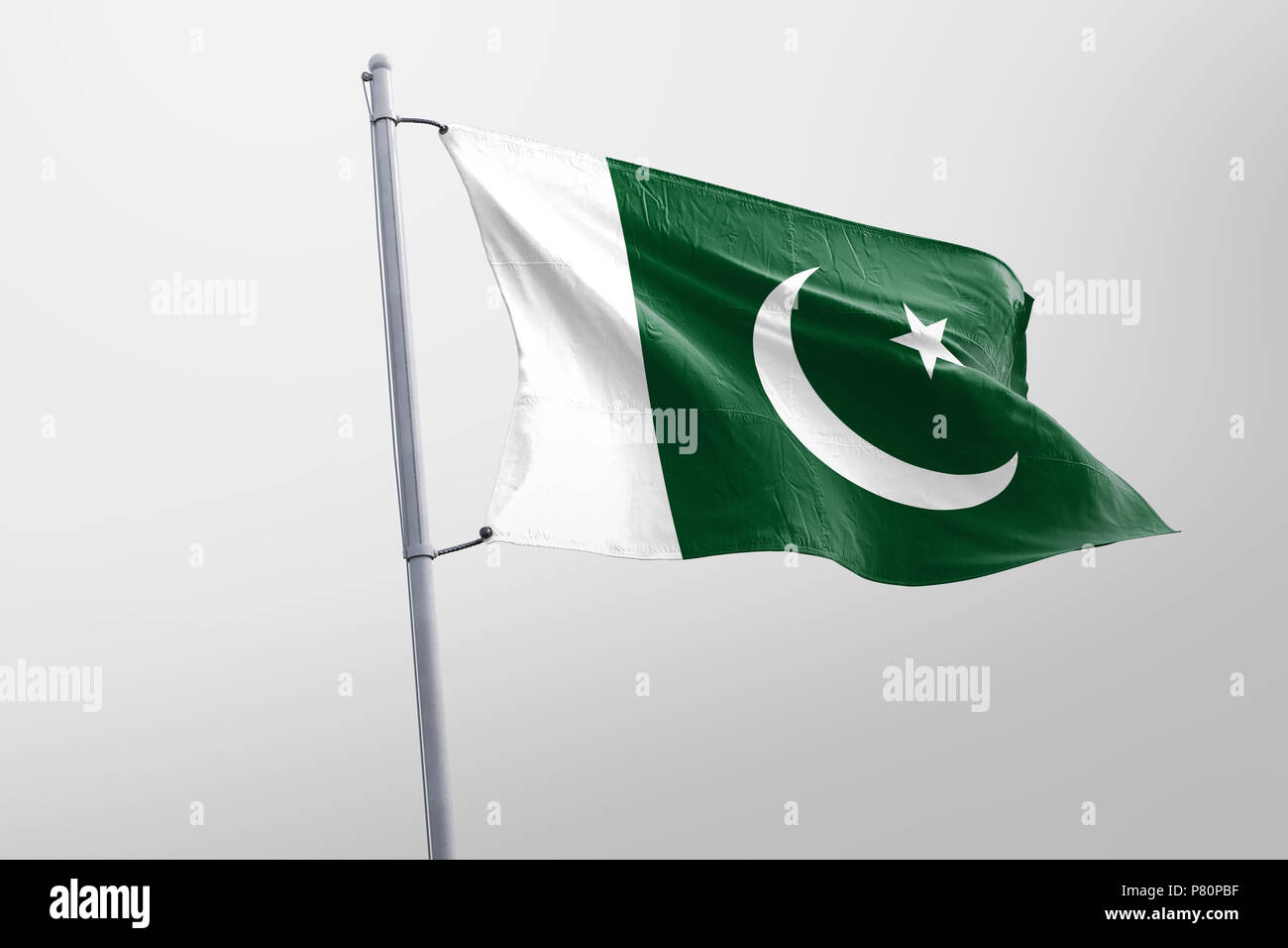 Brandir le drapeau pakistanais isolés réaliste 3d tissu pakistanais Banque D'Images