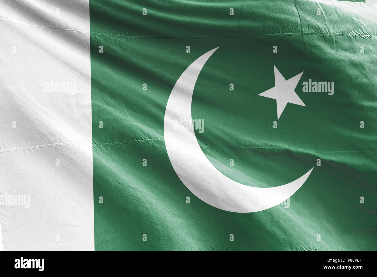 Brandir le drapeau pakistanais isolés réaliste 3d tissu pakistanais Banque D'Images