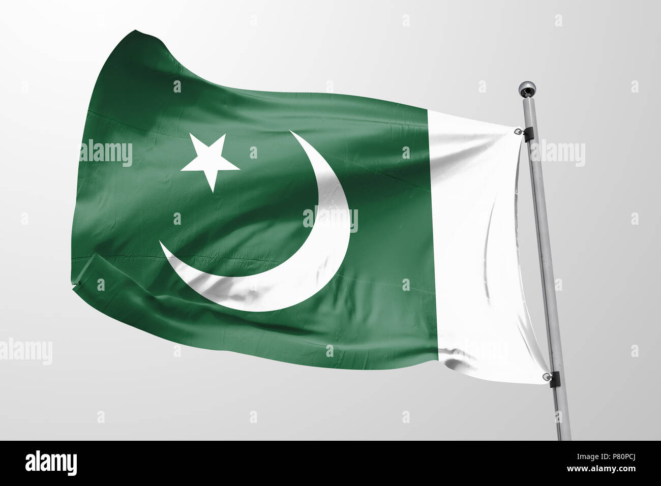 Brandir le drapeau pakistanais isolés réaliste 3d tissu pakistanais Banque D'Images