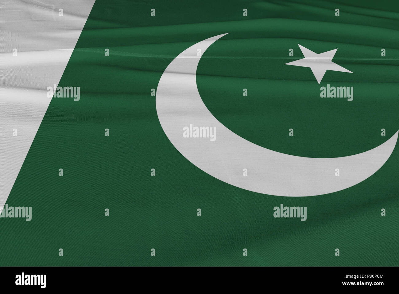 Brandir le drapeau pakistanais isolés réaliste 3d tissu pakistanais Banque D'Images