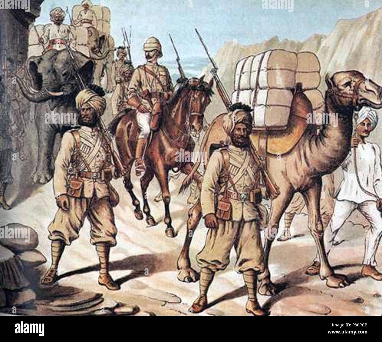 Anglais : 20ème duc de Cambridge (propre) (Punjab) Régiment d'infanterie du Bengale sur le mars. Lithographie en couleur par Richard Simkin, ca. 1888 circa 1888 9. 20e Bengal Inf (6) Punjab 1888 Banque D'Images