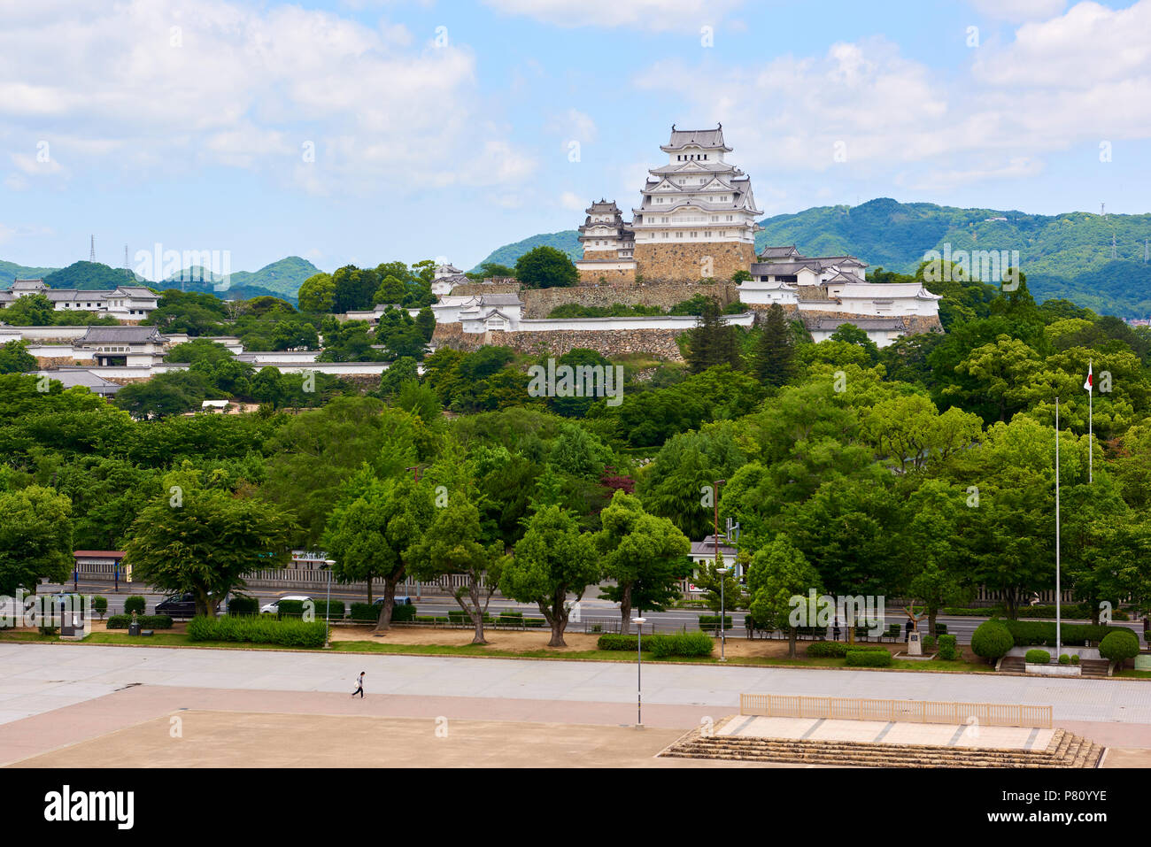 Himeji Castle seen from at Otemae Park dans la préfecture de Hyogo, Japon. Banque D'Images