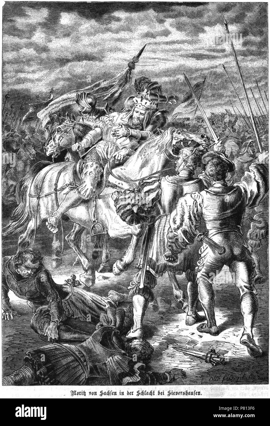 Deutsch : Moritz von Sachsen dans der Schlacht bei Sievershausen (1553). 1866342 Schlacht bei Sievershausen Freya (06-1866) 365 S Banque D'Images