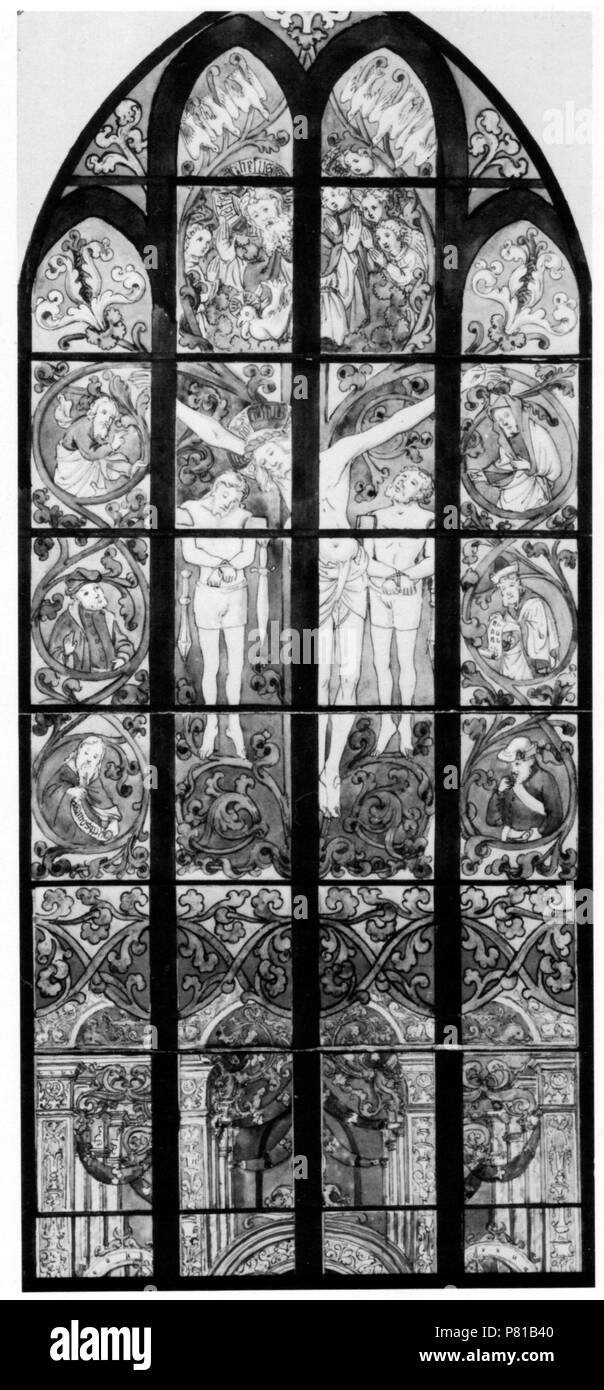 N/A. N/A 405 WP - Burgkirchenfenster Kreuzigungsfenster - 1872 Banque D'Images