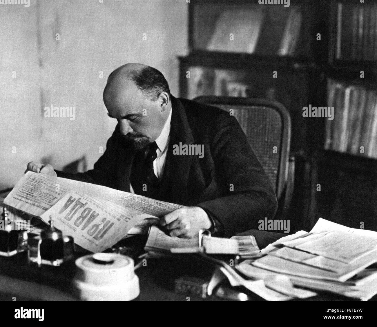 Vladimir Lénine au Kremlin. Octobre 1918. Musée : Musée d'histoire de l'État de Moscou. Banque D'Images