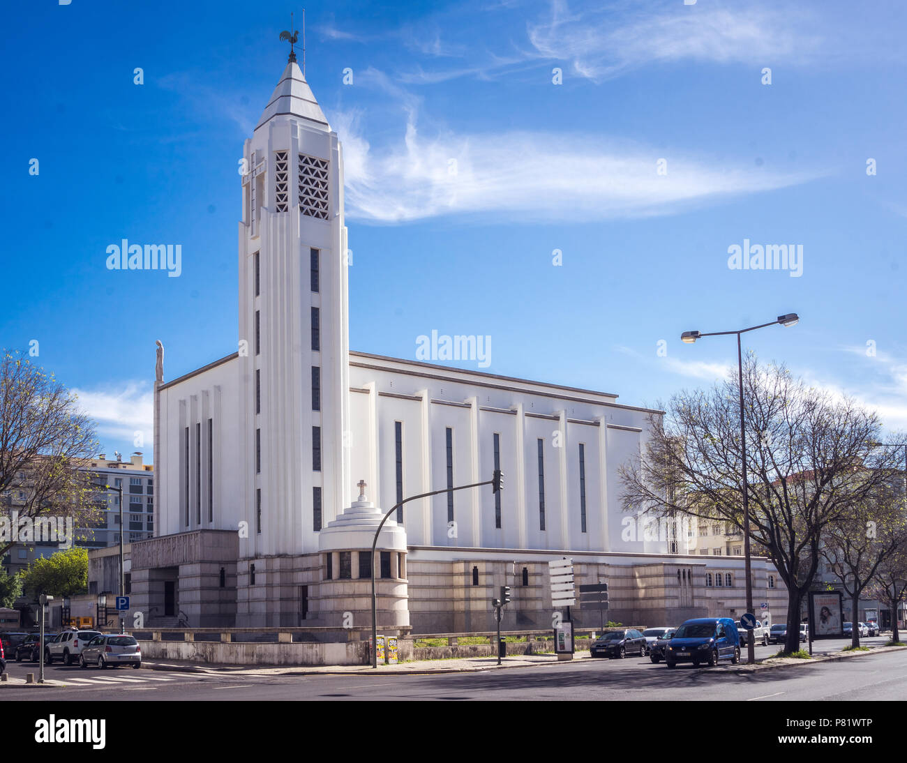 Igreja de Nossa Senhora de Fátima, la première église moderniste du Portugal, 1934–1938, Lisbonne, Portugal Banque D'Images