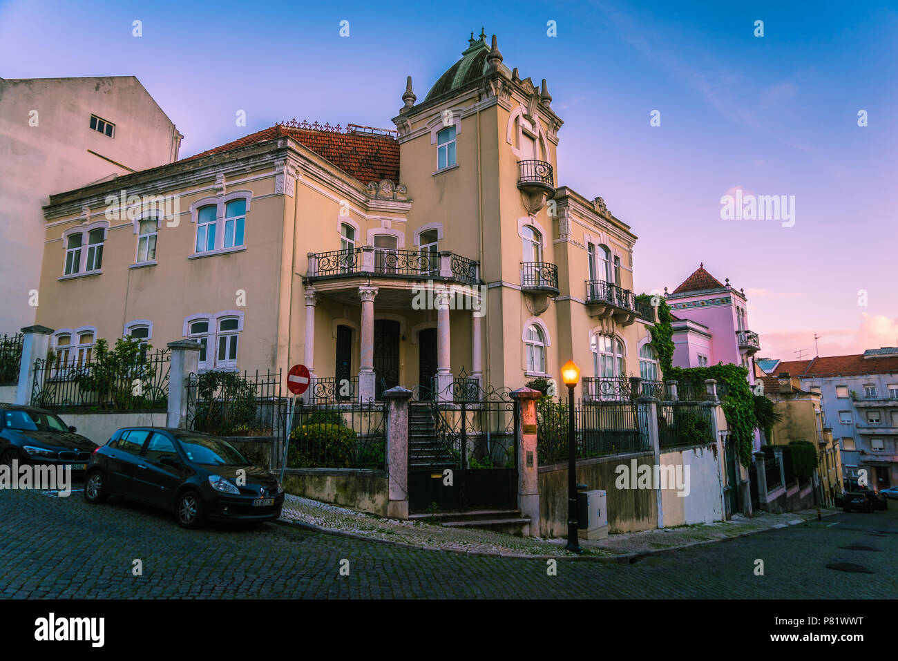 Lisbonne, Portugal, villa de luxe dans la zone Lapa Banque D'Images