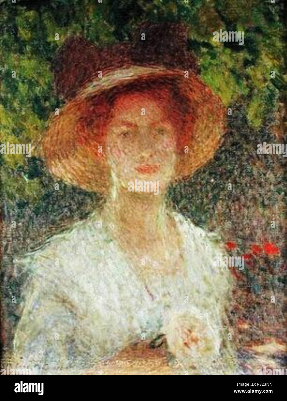 Anglais : le chapeau de paille . vers 1900 147 Ernest-Joseph Laurent ( artiste français, 1859-1929) Le chapeau de paille Photo Stock - Alamy