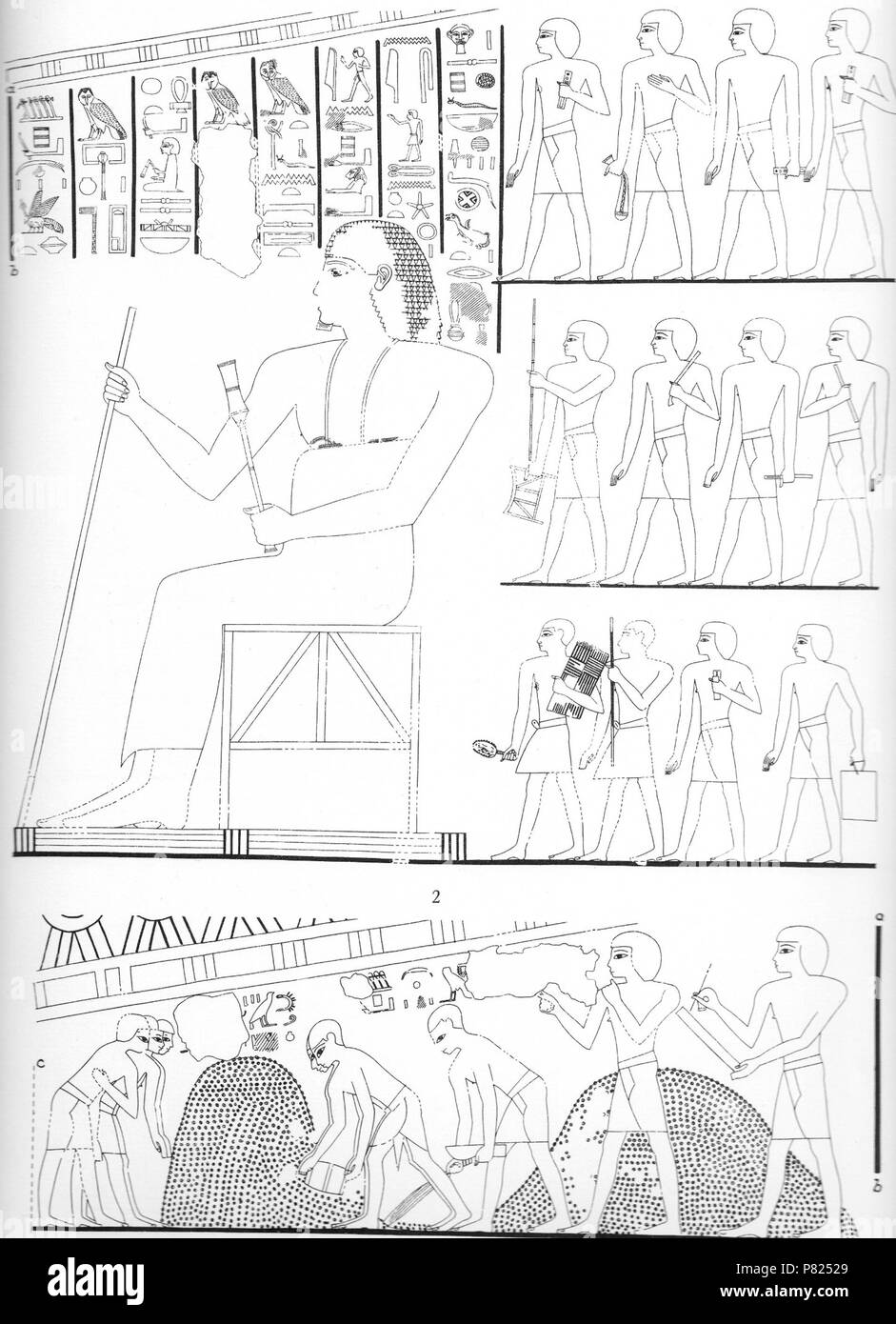 Anglais : Scène de la tombe de Rekhmira à Thèbes, Nouvel Empire. Le passage, mur sud : Rekhmira préside les magazines. 1935 Davies-Rechmire 103 pl-LI Banque D'Images