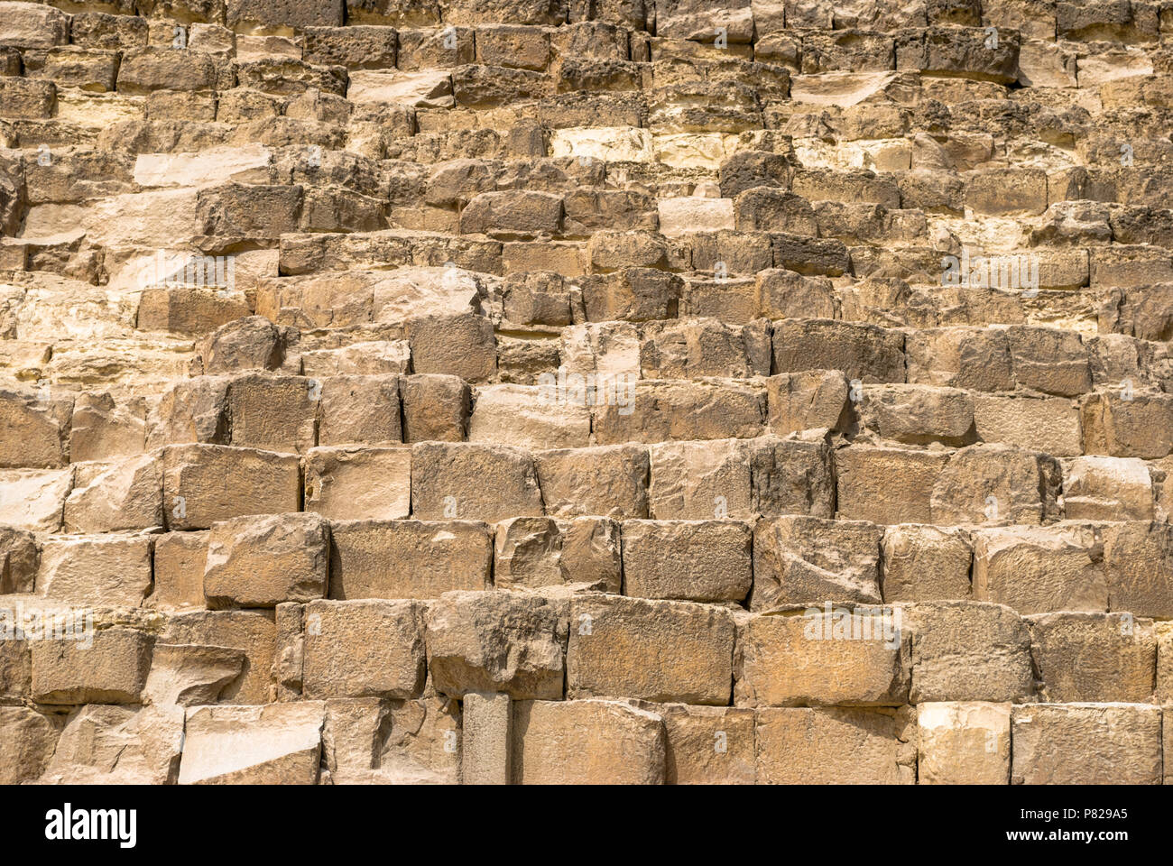 Détail de la pyramide, les roches de la grande pyramide de Gizeh, Le Caire, Egypte Banque D'Images