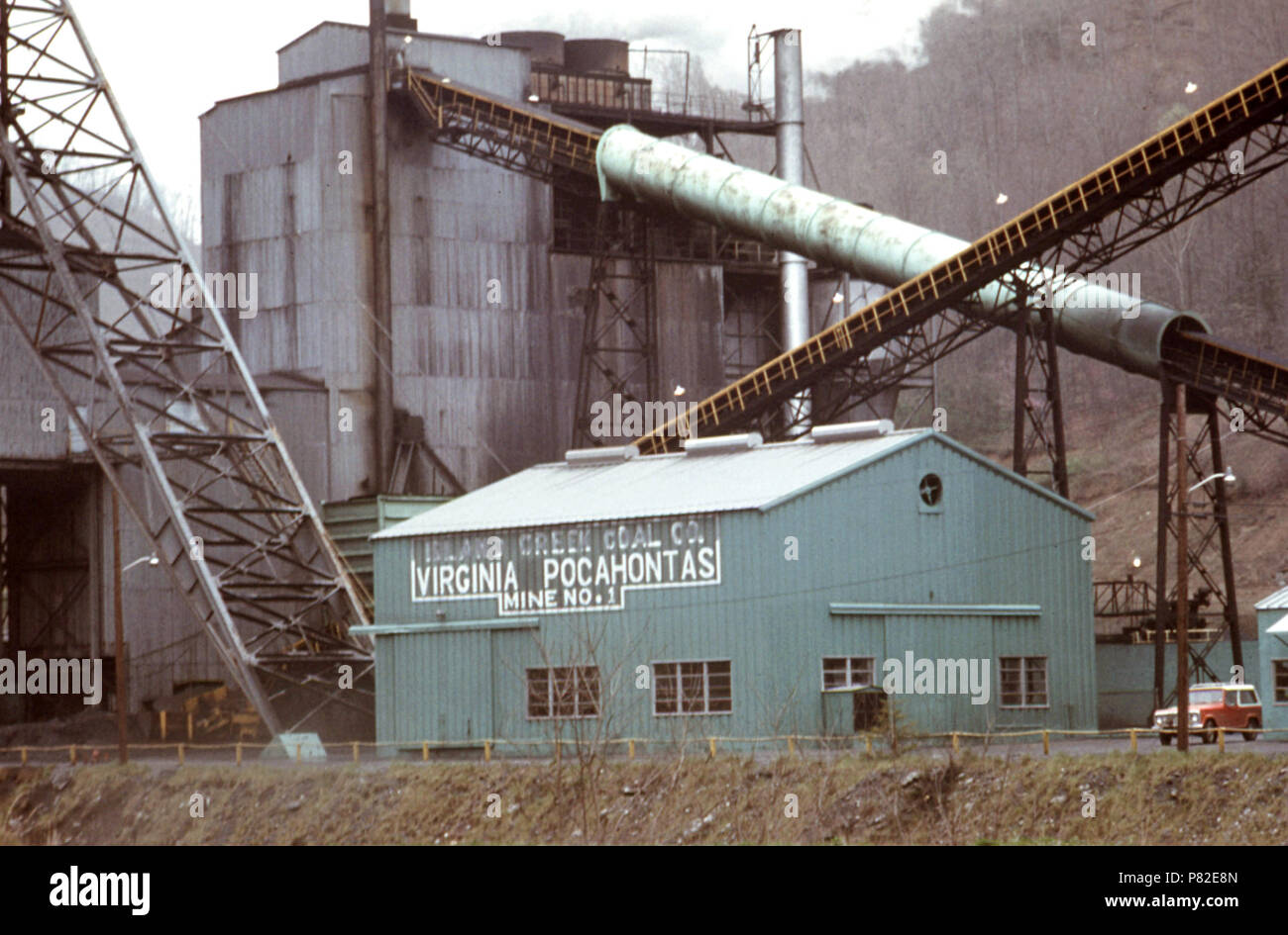 L'usine de nettoyage à Virginia-Pocahontas mine Coal Company # 1 près de Richlands, Virginie. 1974 Banque D'Images