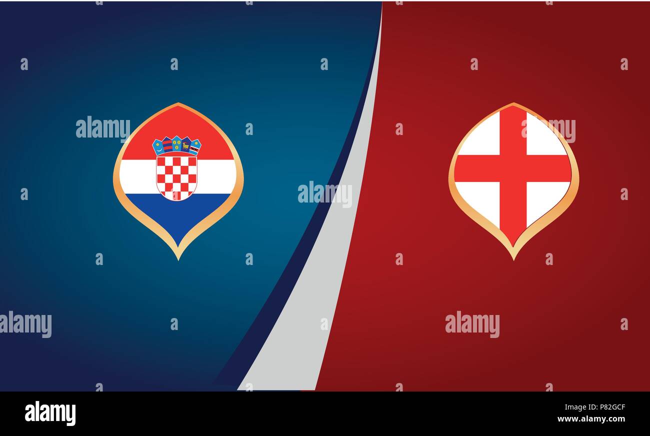 Affiche du match de football entre les équipes nationales de Croatie et l'Angleterre Illustration de Vecteur