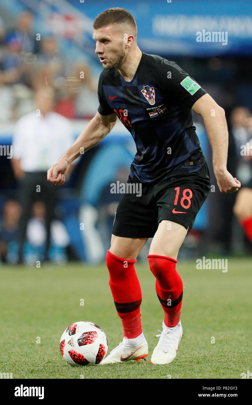 NIZHNY NOVGOROD, RUSSIE - 1 juillet : Ante Rebic de Croatie au cours de l'équipe nationale de la Coupe du Monde FIFA 2018 Russie ronde de 16 match entre la Croatie et le Danemark au stade de Nijni Novgorod le 1 juillet, 2018 à Nijni Novgorod, Russie. Mo Media Banque D'Images